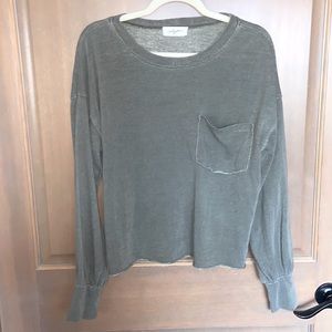 Carly Jean Los Angeles Long Sleeve Olive Cropped Top Size S